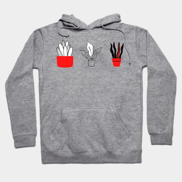 red black plant line art Hoodie by Artistic_st